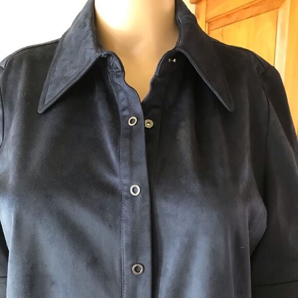 𝅺ELIE Tahari dress blue micro suede size 8 gorpcore - Picture 7 of 12